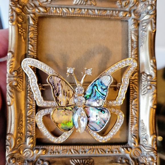Butterfly Brooch NIB ~ Charter Club ~ Abalone & Rhinestone ~ Boho Chic! - Picture 6 of 16